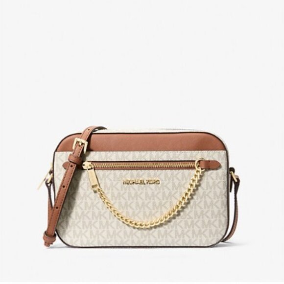 Michael Kors Jet Set Large Logo Crossbody Bag -Vanilla - NWT - Picture 5 of 7